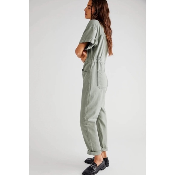 Free People Sage Green Marci Coverall Jumpsuit - Picture 2 of 14